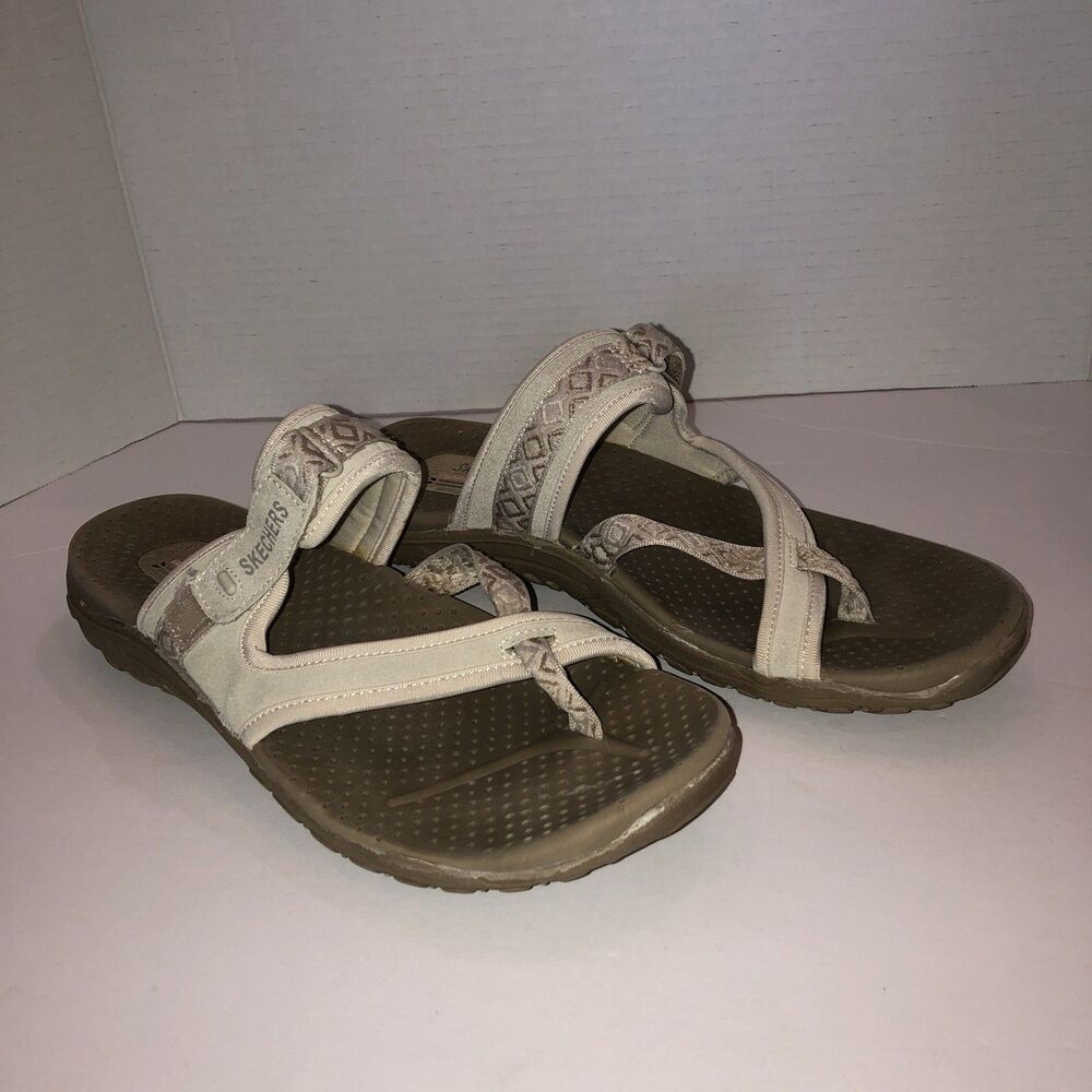 Skechers Womens Size 10 Natural Reggae Trailway Toe Loop Comfort Sandals 40798 - Picture 2 of 8